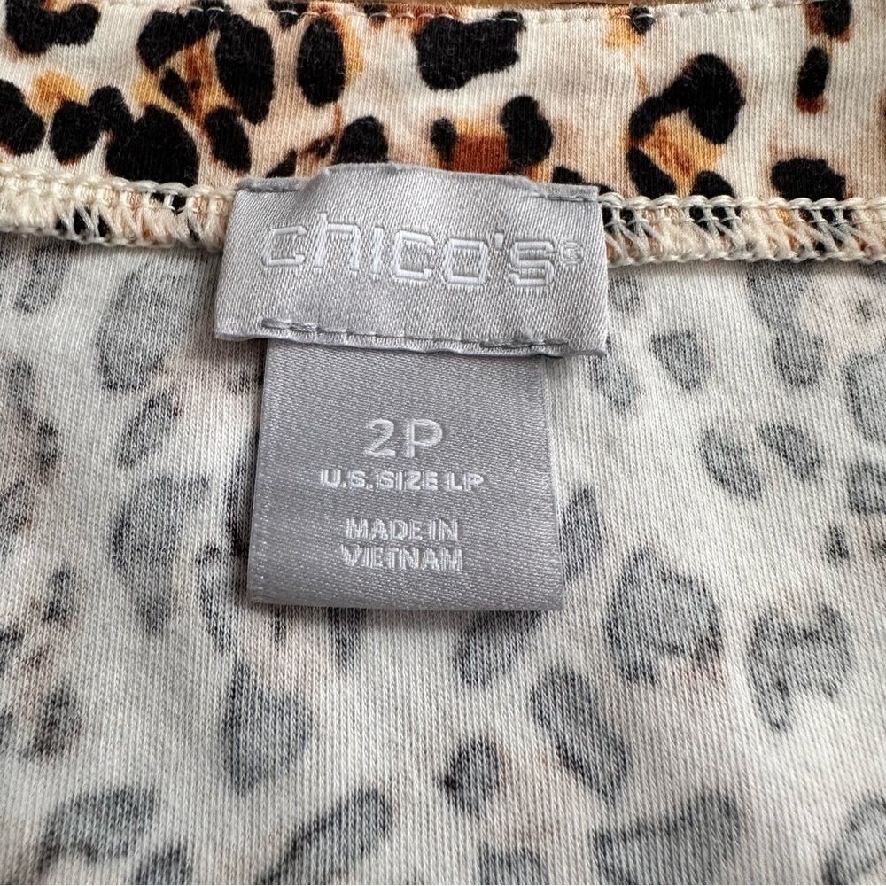 Chico’s Leopard Print Square Neck Short Sleeve‎ Top Women’s Sz L Petite (2P) - Picture 6 of 8